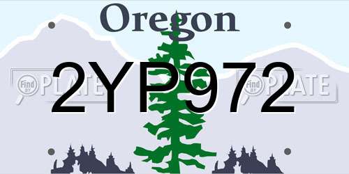2YP972 Oregon License Plate