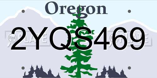 2YQS469 Oregon License Plate