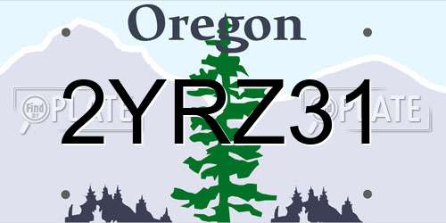 2YRZ31 Oregon License Plate