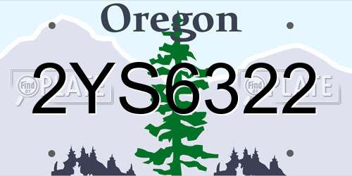 2YS6322 Oregon License Plate