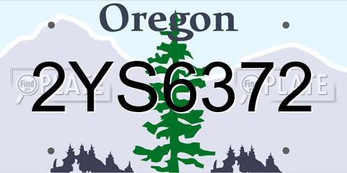 2YS6372 Oregon License Plate