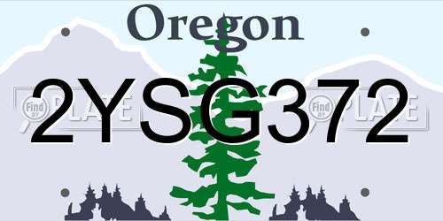 2YSG372 Oregon License Plate