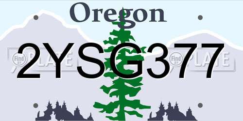 2YSG377 Oregon License Plate