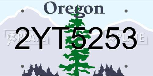 2YT5253 Oregon License Plate