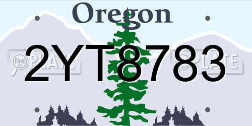 2YT8783 Oregon License Plate