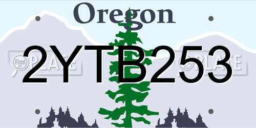 2YTB253 Oregon License Plate