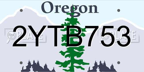 2YTB753 Oregon License Plate