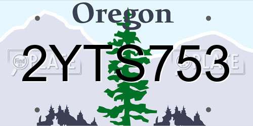 2YTS753 Oregon License Plate