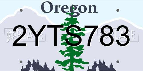 2YTS783 Oregon License Plate