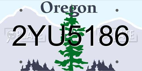 2YU5186 Oregon License Plate