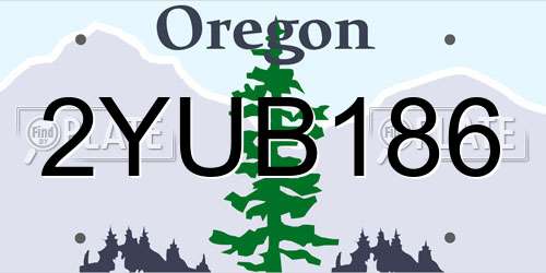 2YUB186 Oregon License Plate