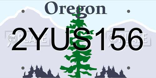 2YUS156 Oregon License Plate