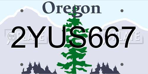 2YUS667 Oregon License Plate