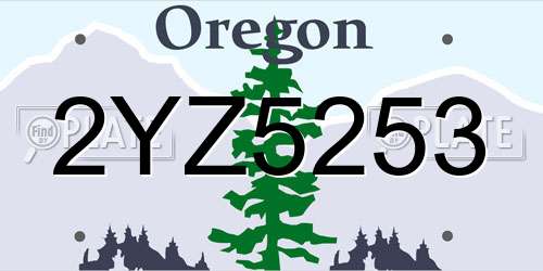2YZ5253 Oregon License Plate