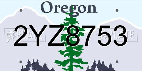 2YZ8753 Oregon License Plate