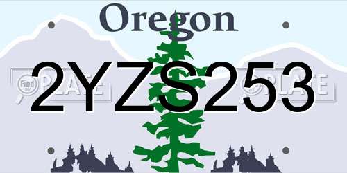 2YZS253 Oregon License Plate