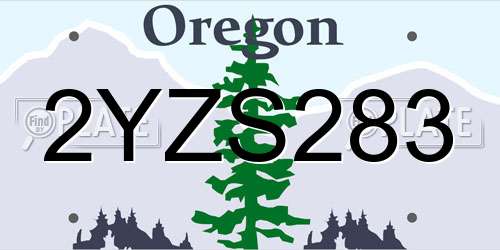 2YZS283 Oregon License Plate