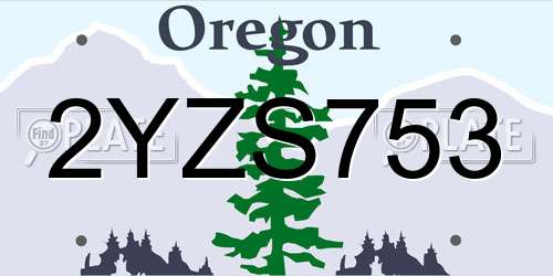 2YZS753 Oregon License Plate