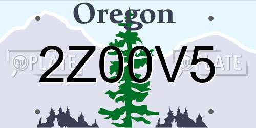 2Z00V5 Oregon License Plate