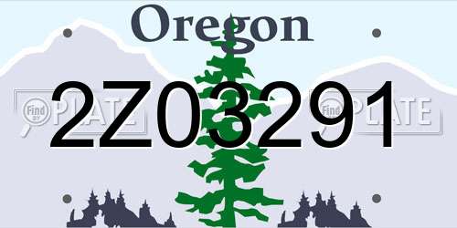 2Z03291 Oregon License Plate