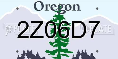 2Z06D7 Oregon License Plate