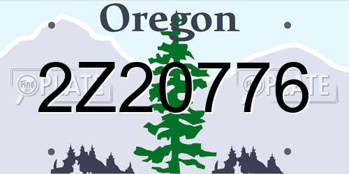 2Z20776 Oregon License Plate