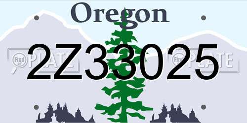 2Z33025 Oregon License Plate