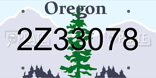 2Z33078 Oregon License Plate