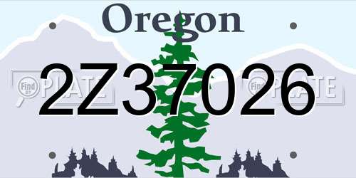 2Z37026 Oregon License Plate
