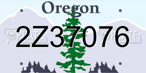 2Z37076 Oregon License Plate