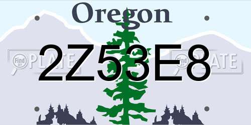 2Z53E8 Oregon License Plate