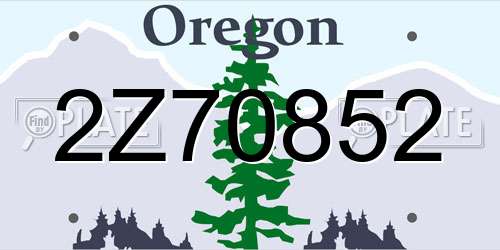 2Z70852 Oregon License Plate