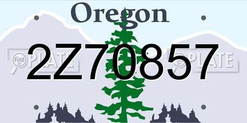 2Z70857 Oregon License Plate