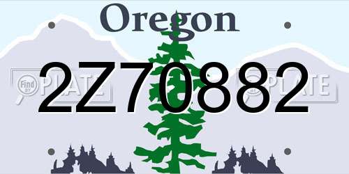 2Z70882 Oregon License Plate