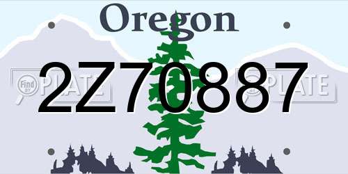 2Z70887 Oregon License Plate