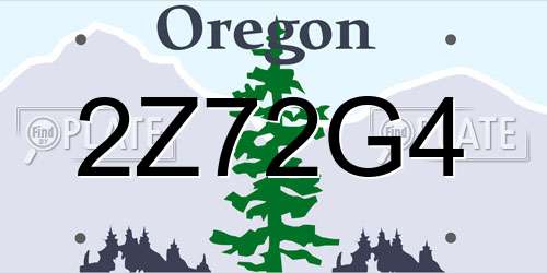 2Z72G4 Oregon License Plate