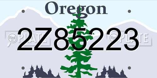 2Z85223 Oregon License Plate
