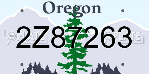 2Z87263 Oregon License Plate
