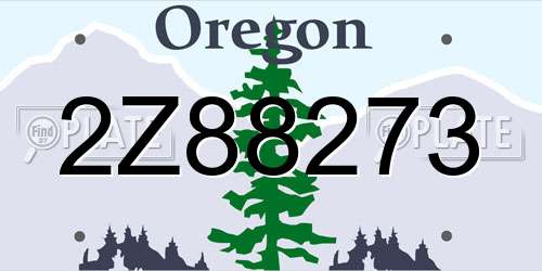 2Z88273 Oregon License Plate