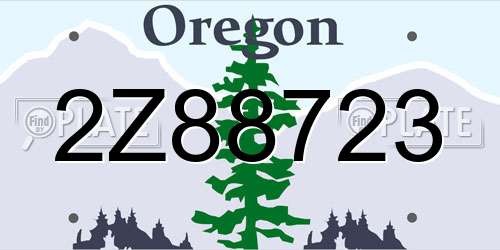 2Z88723 Oregon License Plate