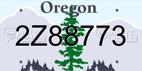 2Z88773 Oregon License Plate