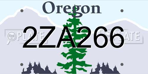 2ZA266 Oregon License Plate