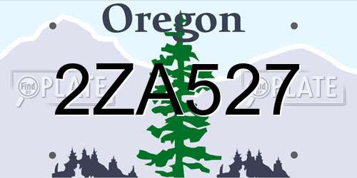 2ZA527 Oregon License Plate