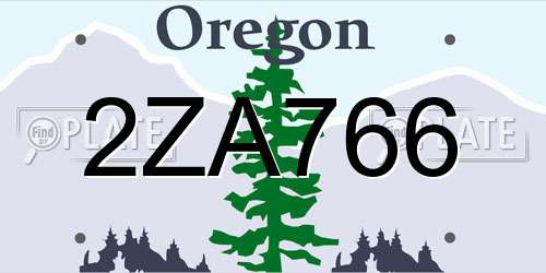 2ZA766 Oregon License Plate