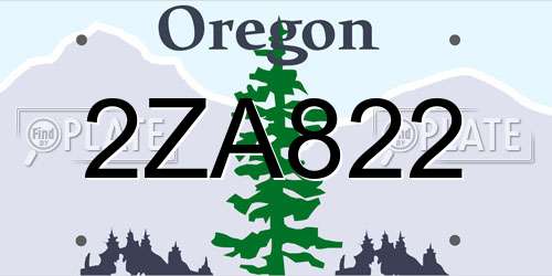 2ZA822 Oregon License Plate