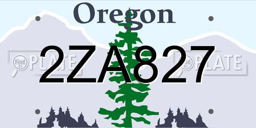 2ZA827 Oregon License Plate