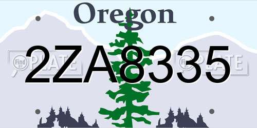 2ZA8335 Oregon License Plate