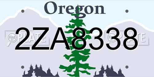 2ZA8338 Oregon License Plate