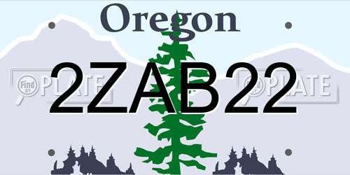 2ZAB22 Oregon License Plate
