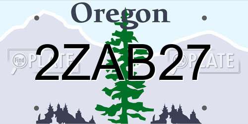 2ZAB27 Oregon License Plate
